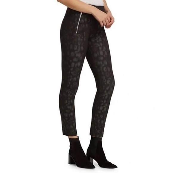 RAG & BONE Simone Leopard Print Zip Pocket Pants Black Gray Animal Crop Size 0 - Picture 7 of 16